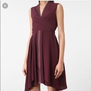 All Saints Jayda Silk dress (deep red)
